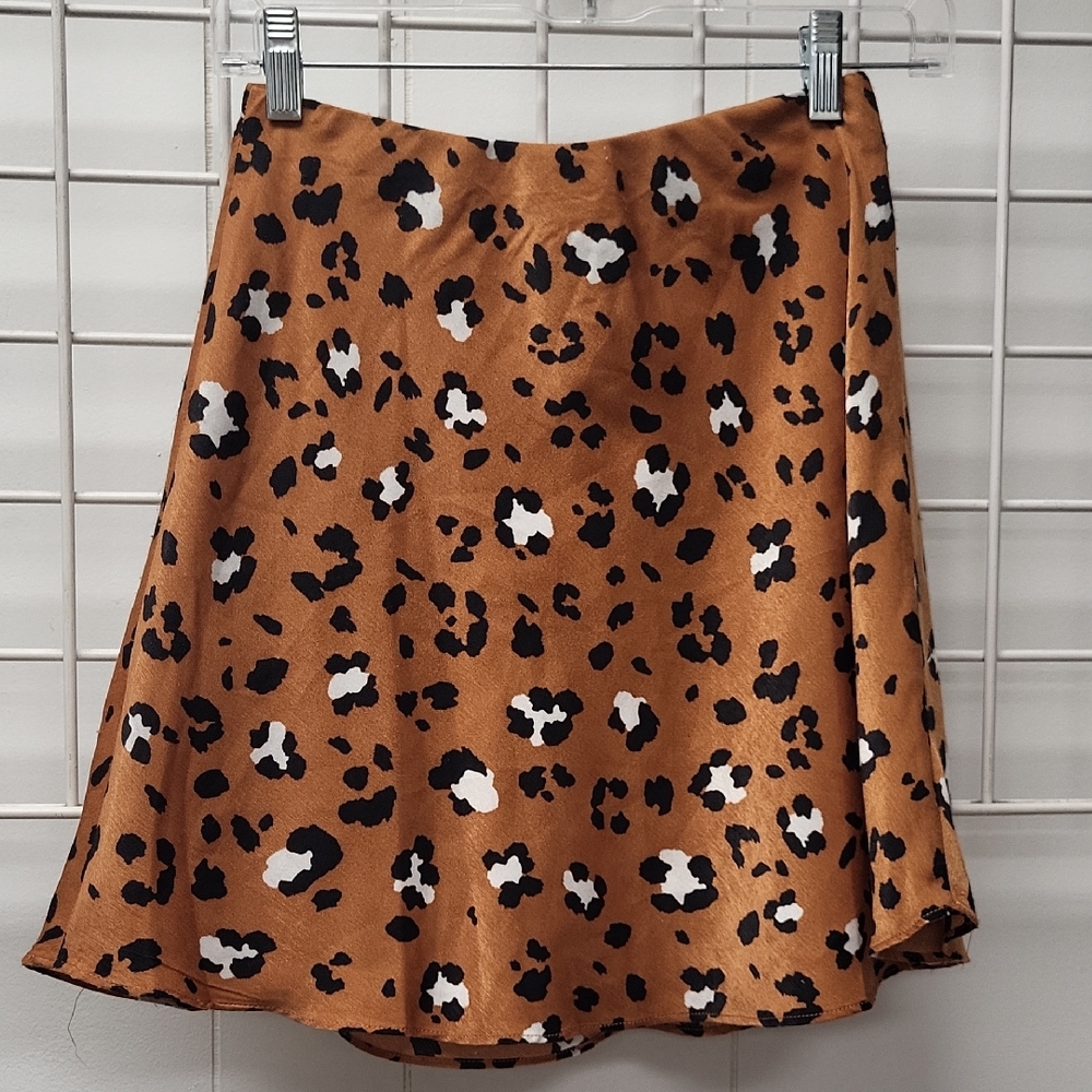 GB, Leopard Print A-Line Elastic Waist Skirt